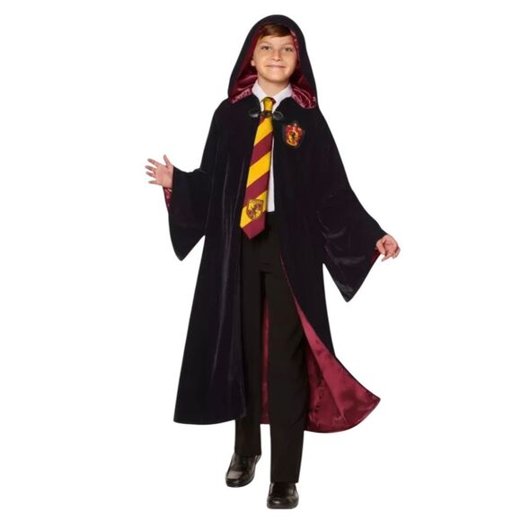 NWOT Harry Potter Spirit Halloween Deluxe Gryffindor Velvet Robe Cape Kid's L - Picture 1 of 11